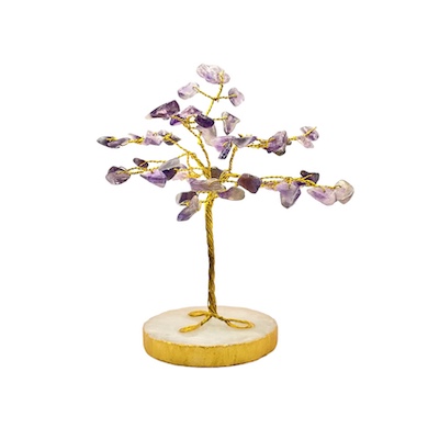 50 Bead Amethyst Tree on Gold Base